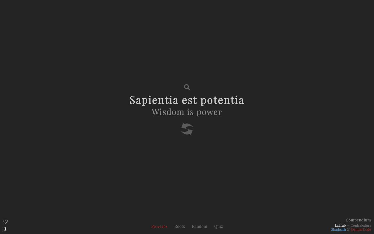 Lexis Arcana proverb mode — Latin proverb with English translation on a new tab